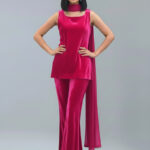 Rani Pink Velvet Palazzo Suit Festive Wear
