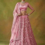 Net Bridal Lehenga in Pink and Majenta with Sequence work