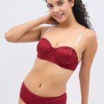 Invisi Padded Wired Full Coverage Strapless Backless Maroon - Lace Bra & Panty Set