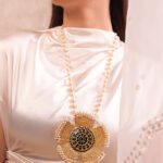 Binnis Wardrobe Women Gold-Plated & White Kundan-Studded Jewellery Set