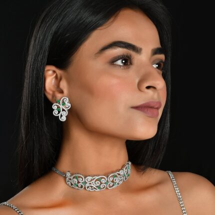 Taj Naila Emerald Grace Necklace Set for Women