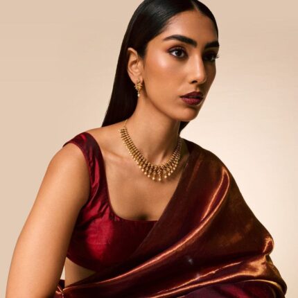 Regal Aura Patterned Pearl Gold-Tone Choker Necklace Set
